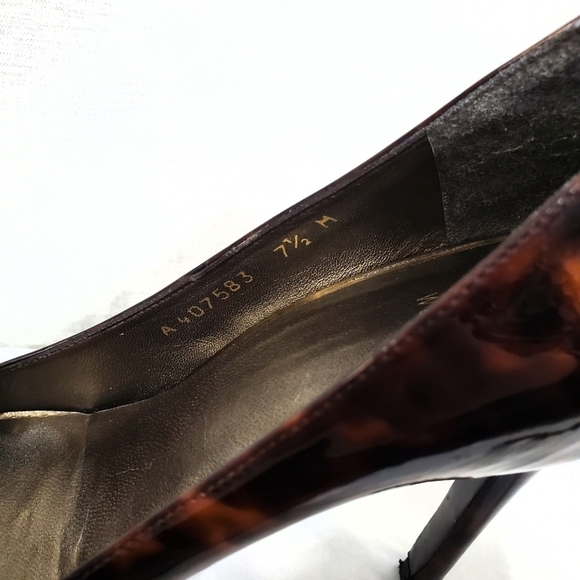 Stuart Weitzman Platsway Brown Patent Leather Marbled Platform Heels - Picture 7 of 8